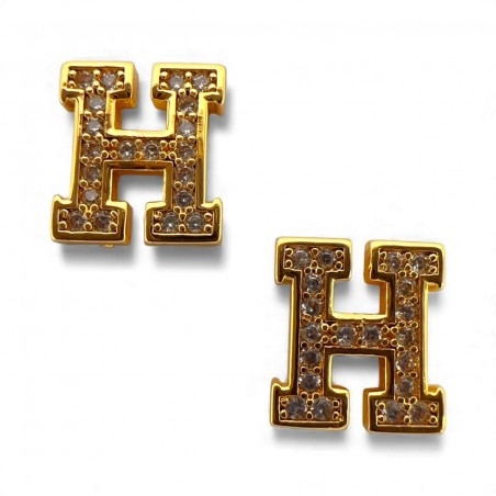 Ciondolo Lettera alfabetica in Ottone Oro con Strass 11mm 1pz - Gioie d'Oriente