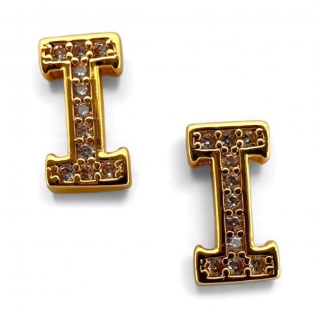 Ciondolo Lettera alfabetica in Ottone Oro con Strass 11mm 1pz - Gioie d'Oriente