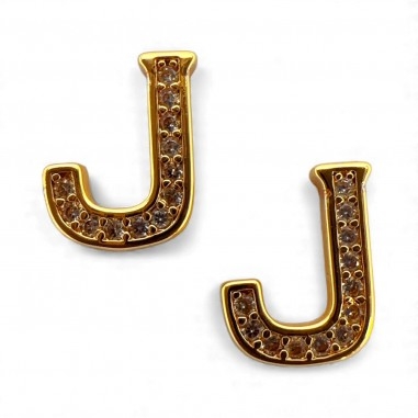Ciondolo Lettera alfabetica in Ottone Oro con Strass 11mm 1pz - Gioie d'Oriente