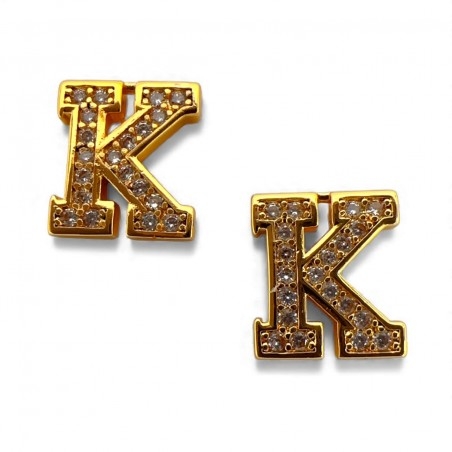 Ciondolo Lettera alfabetica in Ottone Oro con Strass 11mm 1pz - Gioie d'Oriente