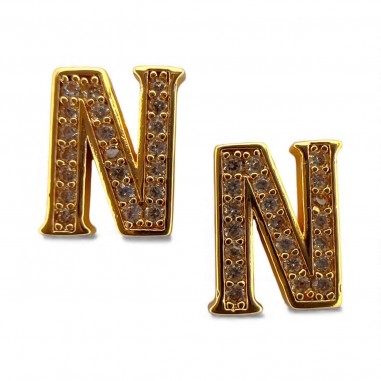 Ciondolo Lettera alfabetica in Ottone Oro con Strass 11mm 1pz - Gioie d'Oriente