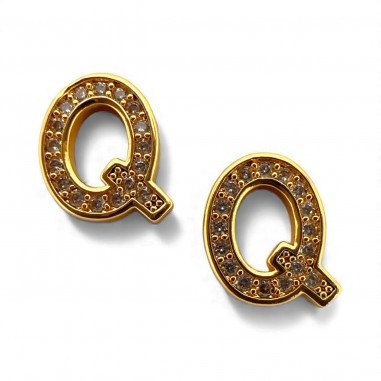 Ciondolo Lettera alfabetica in Ottone Oro con Strass 11mm 1pz - Gioie d'Oriente
