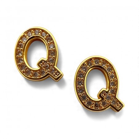 Ciondolo Lettera alfabetica in Ottone Oro con Strass 11mm 1pz - Gioie d'Oriente