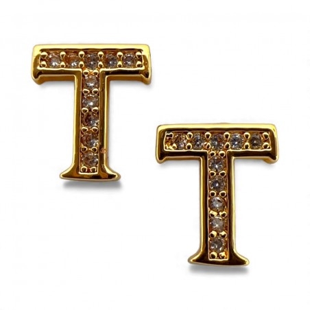 Ciondolo Lettera alfabetica in Ottone Oro con Strass 11mm 1pz - Gioie d'Oriente