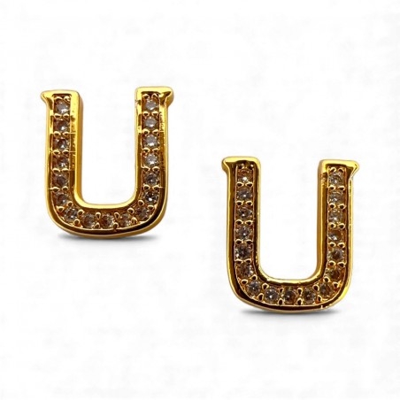 Ciondolo Lettera alfabetica in Ottone Oro con Strass 11mm 1pz - Gioie d'Oriente