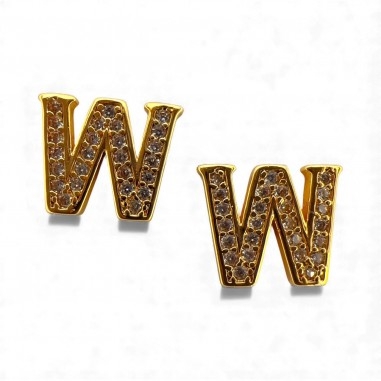 Ciondolo Lettera alfabetica in Ottone Oro con Strass 11mm 1pz - Gioie d'Oriente