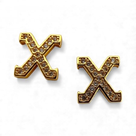 Ciondolo Lettera alfabetica in Ottone Oro con Strass 11mm 1pz - Gioie d'Oriente