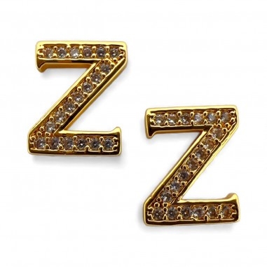 Ciondolo Lettera alfabetica in Ottone Oro con Strass 11mm 1pz - Gioie d'Oriente