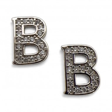 Ciondolo Lettera alfabetica in Ottone Argento con Strass 11mm 1pz - Gioie d'Oriente