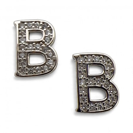Ciondolo Lettera alfabetica in Ottone Argento con Strass 11mm 1pz - Gioie d'Oriente
