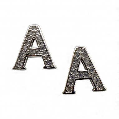 Ciondolo Lettera alfabetica in Ottone Argento con Strass 11mm 1pz - Gioie d'Oriente