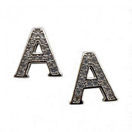 Ciondolo Lettera alfabetica in Ottone Argento con Strass 11mm 1pz - Gioie d'Oriente