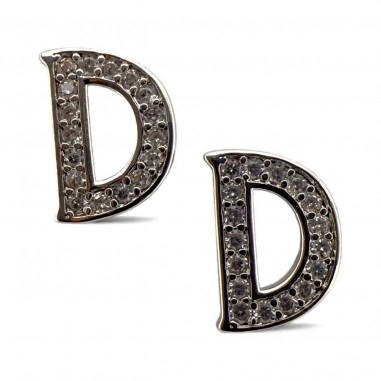 Ciondolo Lettera alfabetica in Ottone Argento con Strass 11mm 1pz - Gioie d'Oriente