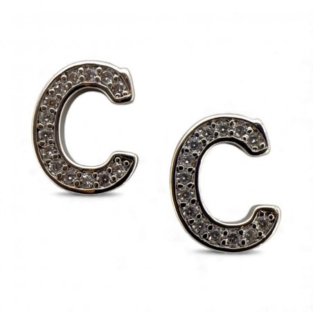 Ciondolo Lettera alfabetica in Ottone Argento con Strass 11mm 1pz - Gioie d'Oriente