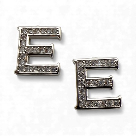 Ciondolo Lettera alfabetica in Ottone Argento con Strass 11mm 1pz - Gioie d'Oriente