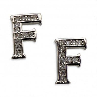 Ciondolo Lettera alfabetica in Ottone Argento con Strass 11mm 1pz - Gioie d'Oriente