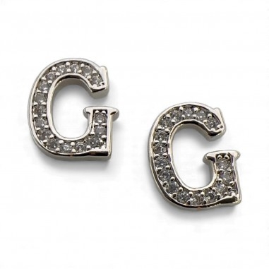 Ciondolo Lettera alfabetica in Ottone Argento con Strass 11mm 1pz - Gioie d'Oriente