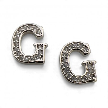 Ciondolo Lettera alfabetica in Ottone Argento con Strass 11mm 1pz - Gioie d'Oriente