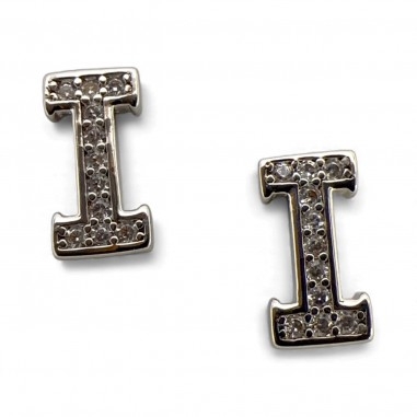 Ciondolo Lettera alfabetica in Ottone Argento con Strass 11mm 1pz - Gioie d'Oriente
