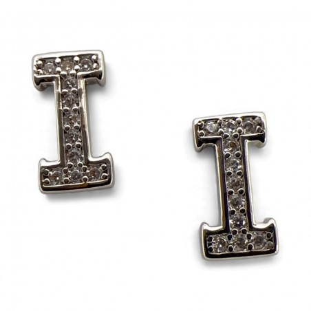 Ciondolo Lettera alfabetica in Ottone Argento con Strass 11mm 1pz - Gioie d'Oriente