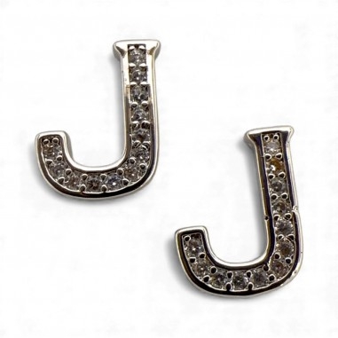 Ciondolo Lettera alfabetica in Ottone Argento con Strass 11mm 1pz - Gioie d'Oriente