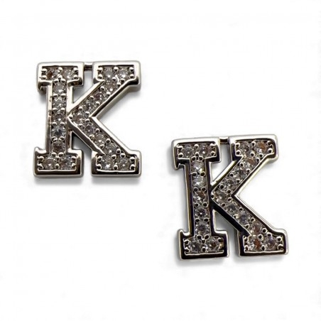 Ciondolo Lettera alfabetica in Ottone Argento con Strass 11mm 1pz - Gioie d'Oriente