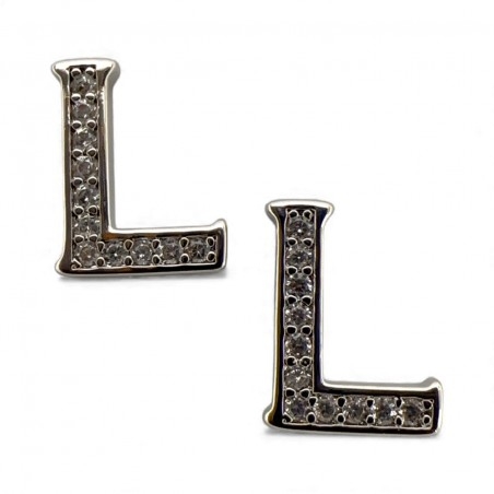 Ciondolo Lettera alfabetica in Ottone Argento con Strass 11mm 1pz - Gioie d'Oriente