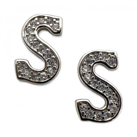 Ciondolo Lettera alfabetica in Ottone Argento con Strass 11mm 1pz - Gioie d'Oriente