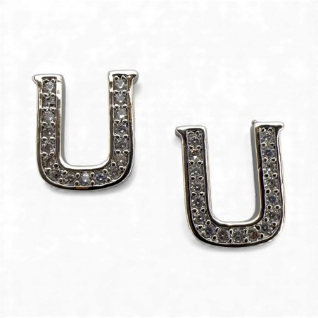 Ciondolo Lettera alfabetica in Ottone Argento con Strass 11mm 1pz - Gioie d'Oriente