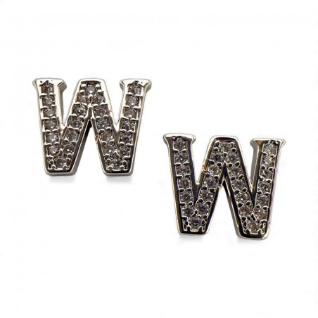 Ciondolo Lettera alfabetica in Ottone Argento con Strass 11mm 1pz - Gioie d'Oriente