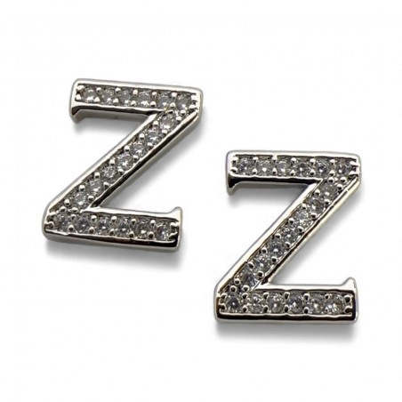 Ciondolo Lettera alfabetica in Ottone Argento con Strass 11mm 1pz - Gioie d'Oriente