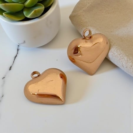 Ciondolo cuore mezzo bombato in acciaio inossidabile 15x14mm 1pz Gioie d'Oriente