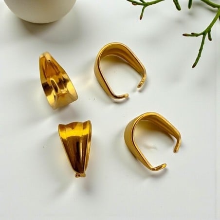 Ganci per ciondoli con superficie lavorata in Acciaio dorato 4.5x8mm 4pz | GDO