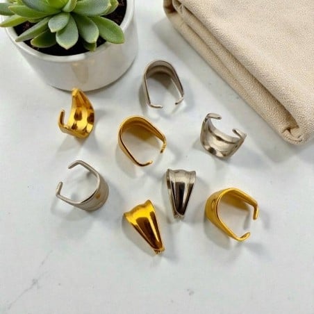 Ganci per ciondoli con superficie lavorata in Acciaio 4.5x8mm 4pz | GDO