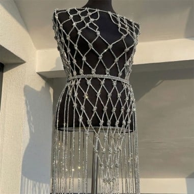 Cordino tubolare con strass 4mm per...