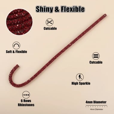 Cordino tubolare con strass 4mm per...
