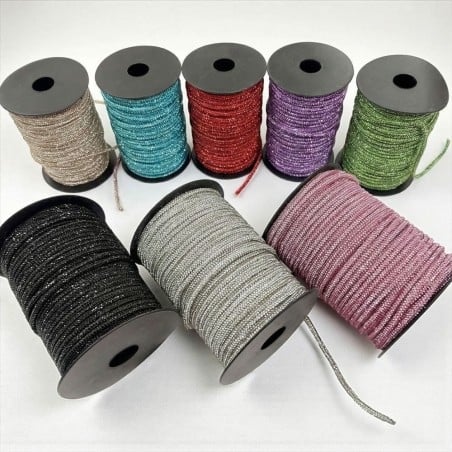 Cordino strass Crystal 4mm, colori assortiti, bobina 50 metri, ideale per borse e uncinetto, marchio Gioie d'Oriente