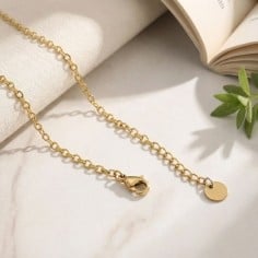 Collana, acciaio inossidabile, oro lucido, maglia 1.7x2mm, 40cm più estensione, 10 pezzi, marchio Gioie d'Oriente 2