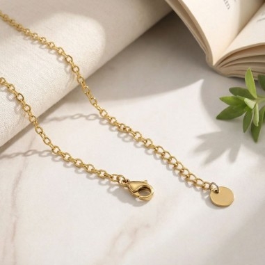 Collana, acciaio inossidabile, oro lucido, maglia 1.7x2mm, 40cm più estensione, 10 pezzi, marchio Gioie d'Oriente