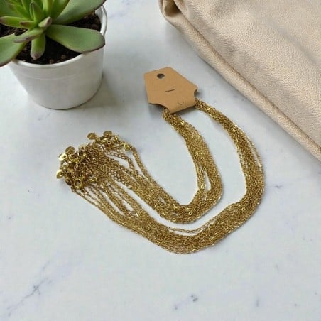 Collana, acciaio inossidabile, oro lucido, maglia 1.7x2mm, 40cm più estensione, 10 pezzi, marchio Gioie d'Oriente