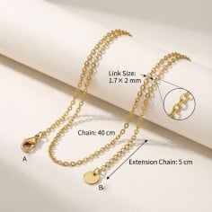 Collana, acciaio inossidabile, oro lucido, maglia 1.7x2mm, 40cm più estensione, 10 pezzi, marchio Gioie d'Oriente