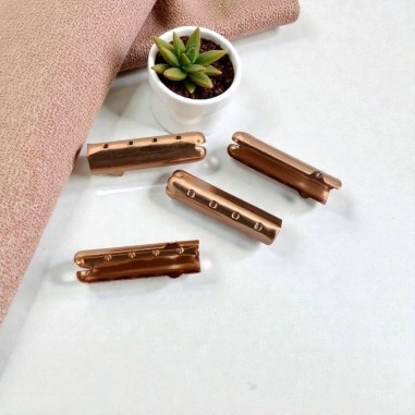 Terminali aperti per lacci delle scarpe in metallo oro rosa 4.3x23mm 4pz | GDO