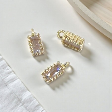Ciondolo mini punto luce rettangolare trasparente 3x6mm 1pz | GDO