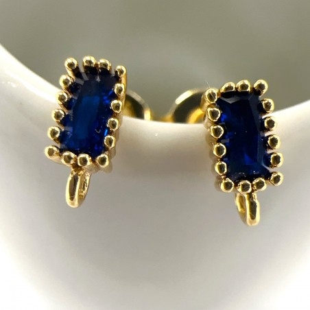 Base orecchini mini punto luce rettangolare blu zaffiro 3x5mm 1 paio | GDO