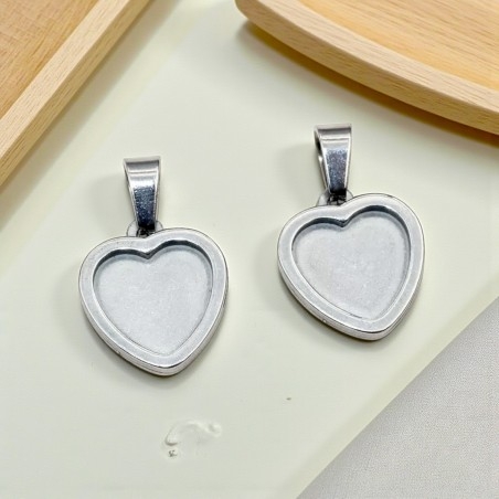 Base cabochon a cuore in acciaio inox 15.5x17.5mm 1pz Gioie d'Oriente