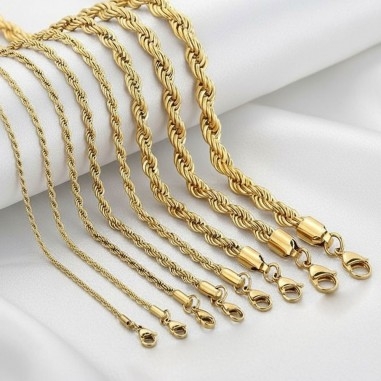 Collana attorcigliata in Acciaio dorato 45cm - Vari spessori | GDO