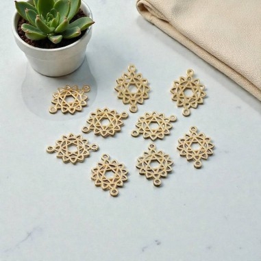 Connettore simbolo Chakra in ottone oro 15x20 mm 1pz Gioie d'Oriente