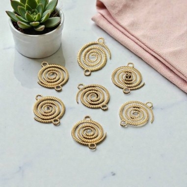Connettore spirale a righe in ottone oro 18x21 mm 1pz Gioie d'Oriente