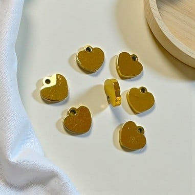 Mini ciondoli cuore in acciaio dorato 5 mm 10pz Gioie d'Oriente