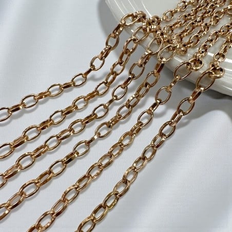Catena ovale in Acciaio inox oro rosa con filo liscio 4x6.5mm 1mt | GDO